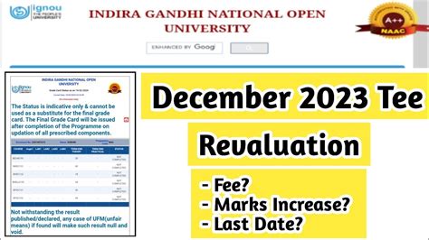 ignou revaluation result december 2023|IGNOU Revaluation Result 2024: December TEE 2023 .